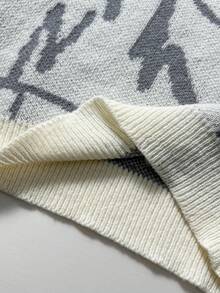 Manfinity Hypemode Suéter de hombre con estampado gráfico y hombros caídos, para otoño e invierno - Blanco - Ver 7