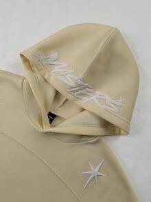 Manfinity Roghcode Men's Autumn/Winter Letter & Pentagram Embroidery Pocket Long Sleeve Casual Hoodie - Camel - View 4