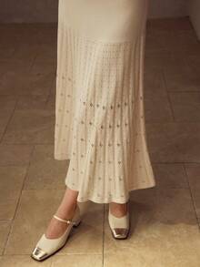 MOTF PREMIUM HOLLOW OUT PLEATED SWEATER DRESS - White - View 2