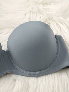 SHEIN Sujetador cómodo y de soporte de unicolor simple para mujer - Gris Claro - Ver 5