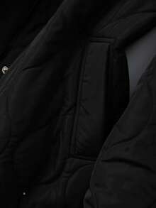 Linhara Abrigo con capucha acolchado de talla grande para mujer - Negro - Ver 4