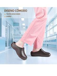Zapatos Para Trabajo Chef Cocina Médico Antideslizante Zueco - Café integral - Ver 2