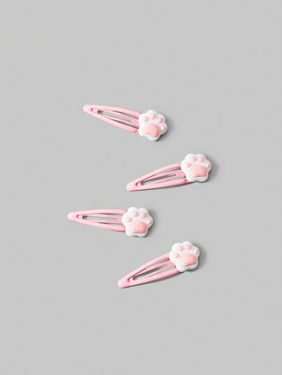 4pcs Paw Decor Hair Clip Cute Claw Clips Hair Claws Hair Barrettes