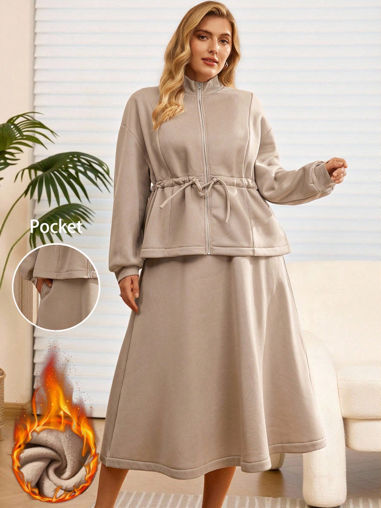 EMERY ROSE طقم قطعتين من ملابس علوية كاجوال بخصر م...