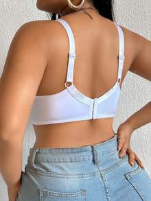 Wedaily 2pcs/Set Plus Size Women Solid Color Smooth Lace Underwire Supportive Thin Padded Push Up Seamless Bra,White,Summer,Party Wireless Sticky Bras - Multicolor - View 2