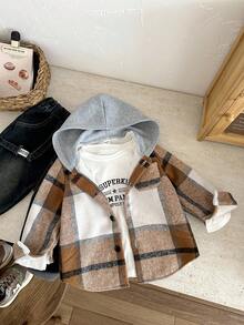 LMoss Kids LMoss 男童格子针织连帽休闲衬衫，适合日常穿着，长袖上衣，连帽衫，冬季连衣裙，舒适的秋冬款式，秋季