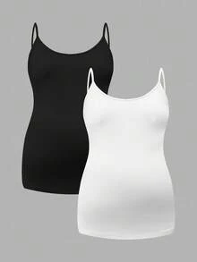 Modmama Maternity Solid Color Slim Fit Casual Spaghetti Strap Camisole & Strap Tank Top