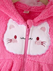 Chaqueta con capucha esponjosa y versátil de moda para niña, para otoño/invierno