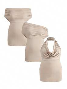 Modmama Blusa de maternidade lisa, elegante e ajustada com franzidos. - Damasco - Ver 10