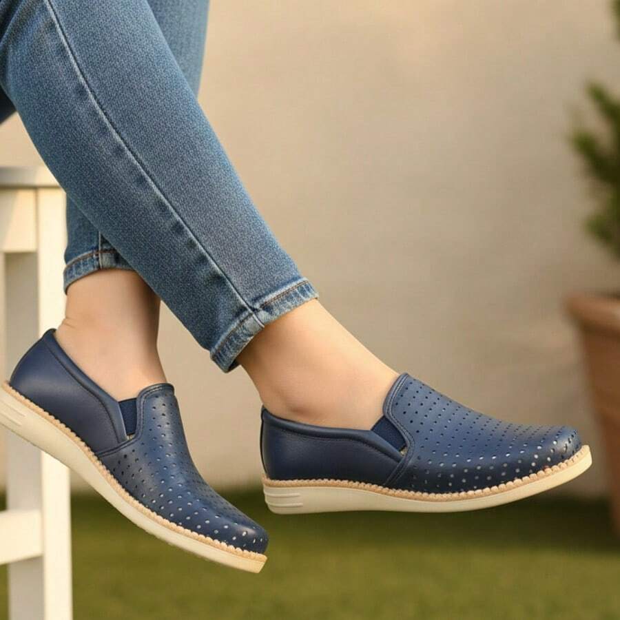 Women Loafers Shoes - Navy Blue - View 1
