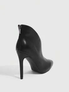 CUCCOO SZL 女士尖头细高跟黑色简约性感派对踝靴，适合圣诞节穿着 - 黑色 - 查看 9