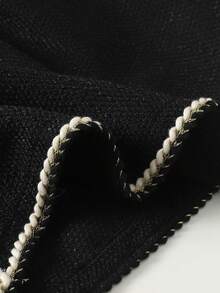 Maija Kids 年轻女孩黑色粗花呢拼布黑白丝带夹克和裙子休闲优雅套装 - 黑色 - 查看 6