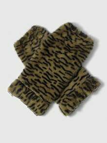 ROMWE Fairycore 1双可爱简约复古休闲高品质时尚米色毛绒波点小鹿印花动物图案保暖蕾丝腿套宽松腿套套装，适合女性/女孩日常穿着，节日礼物 - 綠色-2 - 查看 7