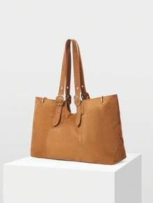 MOTF PREMIUM TÚI TOTE THƯỜNG XUYÊN BẰNG DA LỘN MÀU NÂU DÀNH CHO NỮ KHI ĐI LÀM - màu nâu - Xem 4
