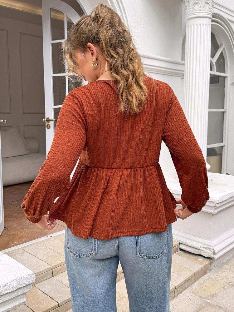 Plus Size Solid Color Casual Long Sleeve T-Shirt, Autumn