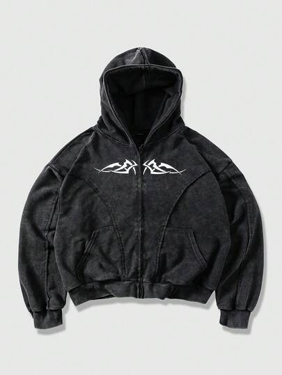 Street Life Herren Grafik-Muster Kapuzen-Taschen Lässig Langarm Sweatshirt