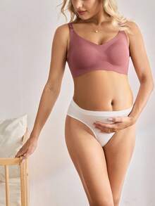 Moonlight&Mama Maternity Seamless Nursing Bra, Solid Color - Coffee Brown - View 5