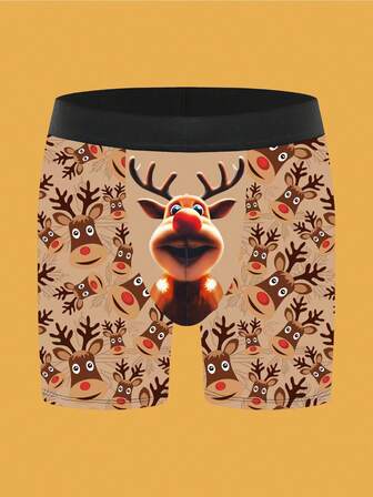NotGurli 1pc Men's Christmas Element Boxer Briefs