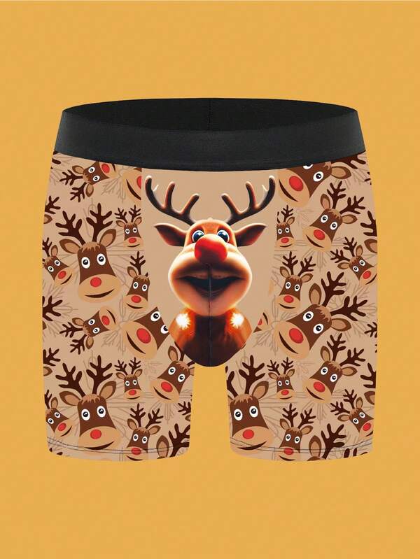 NotGurli 1pc Men's Christmas Element Boxer Briefs