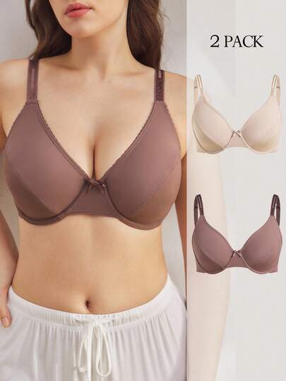 Ocili Plus Size Bras (70D, 70E, 75E, 80E, 85E, 90D, 90E, 95D - Bust +1cm, Underbust +1.2cm, 3.8cm 3-Row 2-Hook Closure, 1.5cm Jacquard Straps; 75F, 75G, 80F, 80G)