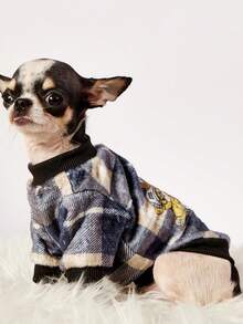 PETSIN 1 Piece Of Three Teddy Bear Plaid Flannel Pet , Black Flannel Thick Warm Pet Clothing - Multicolor - View 5