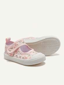 Cozy Pixies 1双女童花卉图案优雅设计甜美可爱易穿舒适轻便方头布鞋，适合居家、休闲、日常穿着，四季皆宜，公主鞋（图案随机） - 粉色 - 查看 5