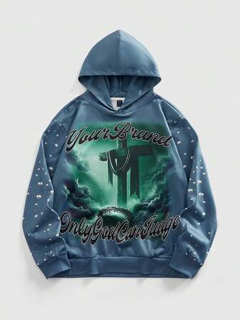 Street Life هودي رجالي مطبوع بصليب هيب هوب