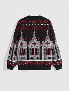 ROMWE Goth 女士休闲几何图案开衫，秋冬 - 彩色 - 查看 2