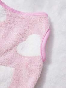 PETSIN 1pc White Love Pet Vest, Pink Autumn And Winter With Plush Warm Flannel Warm Pet Clothes - Pink - View 8