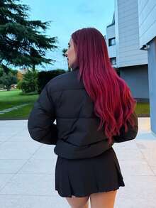 Bearsaez 短款女式冬季棉袄 - 黑色 - 查看 2