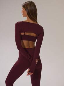 Musera Sport Quần yoga ống loe không đường may, xếp ly phía trước, kiểu dáng thanh lịch, năng động, thích hợp cho tập luyện thể dục, tập gym, đi học, pilates, mùa đông. - Màu Đỏ Sâu - Xem 4