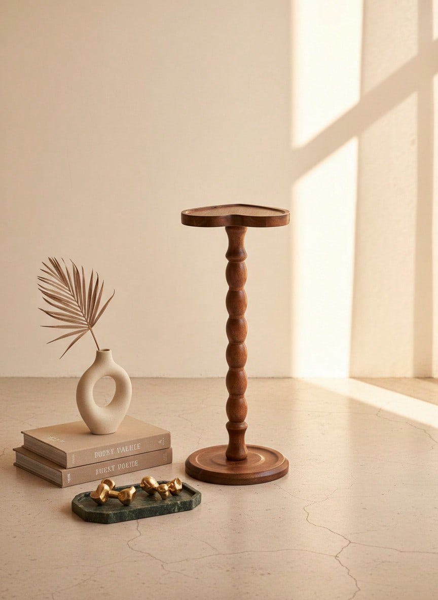 Cirelle طاولة جانبية خشبية دائرية حديثة - طاولة صغ...