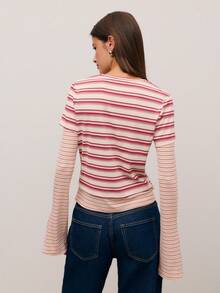 Nöista 条纹长袖上衣，采用柔软弹力面料，打造舒适的春假造型。完美适用于休闲、节日度假、情人节以及春夏各种场合。 - 彩色 - 查看 2