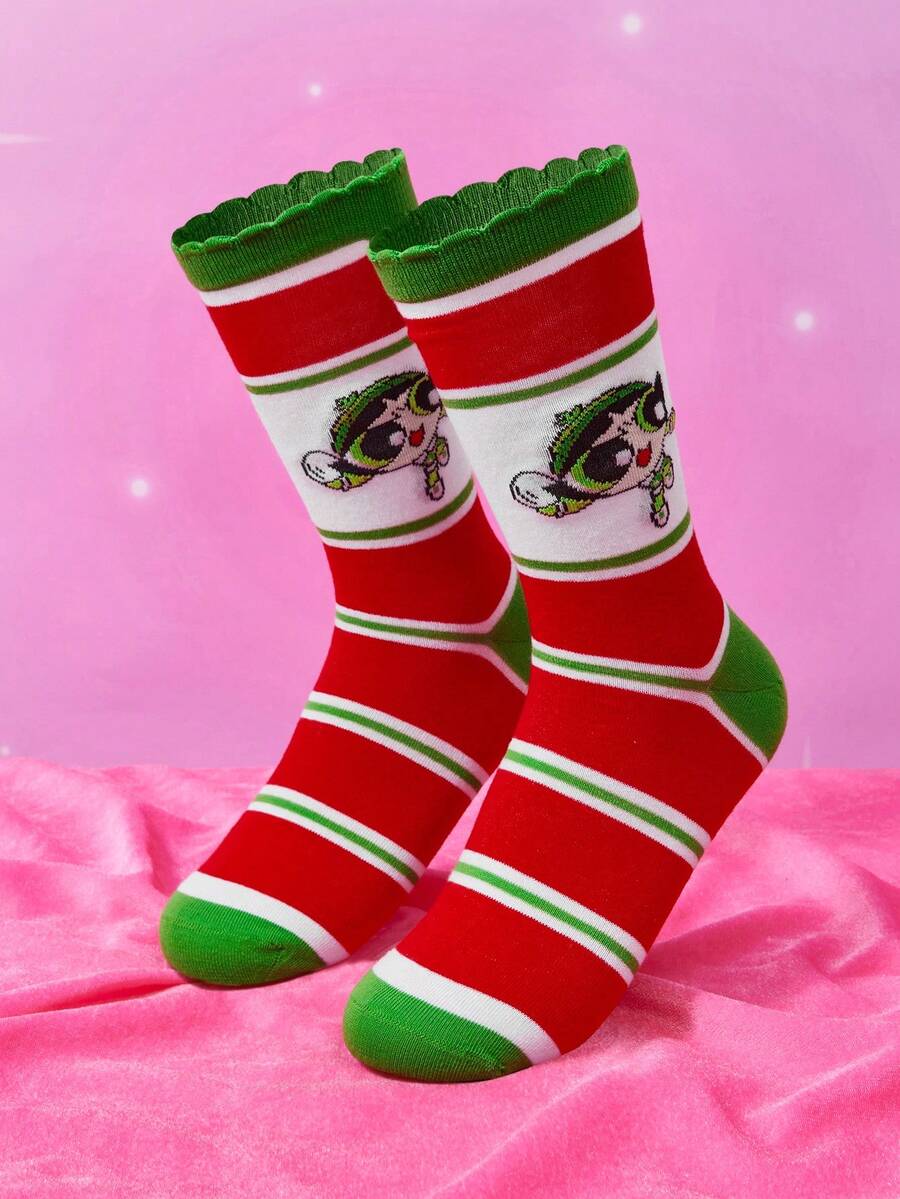 THE POWERPUFF GIRLS X SHEIN Women Crew Socks - Multicolor - View 1