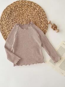 SHEIN Babygirl 休闲可爱百搭纯色针织长袖上衣，秋冬内衣