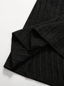 少女高领长款连衣裙，休闲优雅，秋冬款 - 黑色 - 查看 5