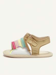 Cozy Pixies Cute Rainbow White Cloud Baby Outdoor Sandals - Gold - View 9