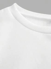 SHEIN Hanorac alb pentru fete, cu mânecă lungă, lejer, casual, la modă și versatil, cu umeri goi - alb - Vizualizare 3