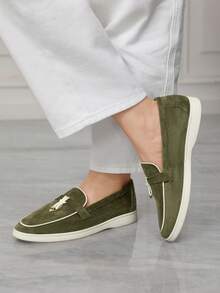 Sleekvia 女士休闲百搭通勤平底鞋 - 綠色 - 查看 5