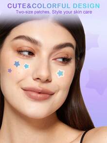 SlowSunday Star Blemish Patch, Cute Star-Shaped, Hydrocolloid Materials, Ultra-Thin Design, Full Cover, Waterproof & Breathable, Refreshing & Comfortable, Mild & Non-Irritating, For Pre-Makeup And Daily Care, Better Coverage, For Face & Body, For Covering Zits And Blemishes Pimple Patches, Y2K, Great For Dating, Birthday, Anniversary, Or Any Special Occasion, For Valentine's Day, Valentines Gift, Valentines Day Gift, Ideal For Party - Multicolor - View 2