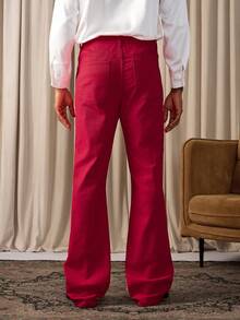 RivetRise Men's Casual Red Horseshoe Slim Fit Flared Jeans - Red - View 2