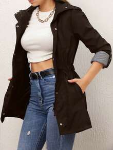 Women's Casual Commuter Jacket With Zipper And Cuffed Sleeves, Autumn - Brown - View 3
