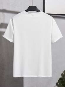 Manfinity Homme 男士休闲数字印花短袖T恤，夏季 - 白色 - 查看 2