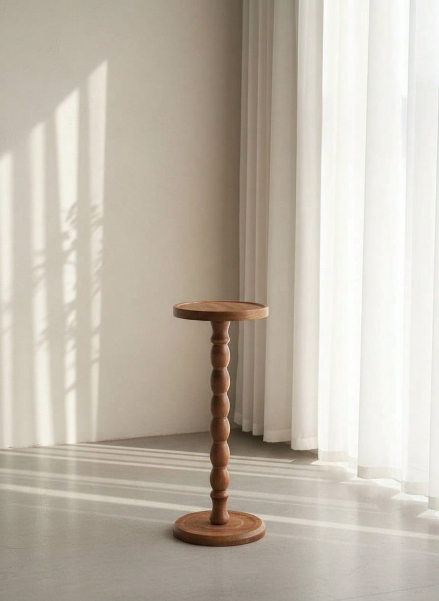 Cirelle طاولة جانبية خشبية دائرية حديثة - طاولة صغ...