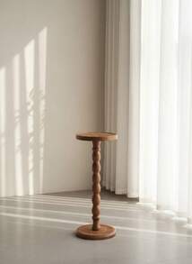 Cirelle New Modern Round Wooden Side Table - Versatile Mini Table Suitable For Various Spaces, Movable Furniture, Solid Wood Legs, Modern Decor Style, Applicable For Living Room, Bedroom, Corner, Office, Bar Counter, Home Decor, Gifts, Coffee Corner Desk (Natural Material) - Multicolor - View 3