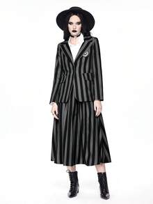 ROMWE Bộ vest kẻ sọc Gothic Academy dành cho nữ - Đỏ - Xem 1