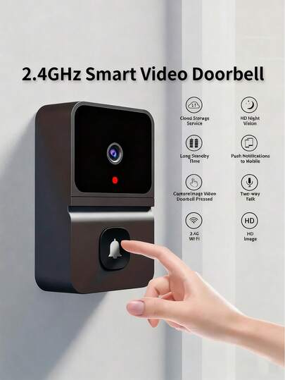 Timbre de vídeo inalámbrico WiFi con cámara, timbre de inteligente con almacenamiento en la nube, detección de movimiento, audio bidireccional, intercomunicador doméstico, baterías recargables y visión nocturna HD