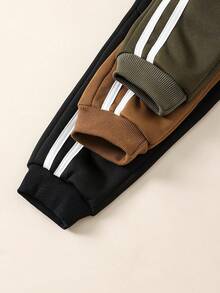 3pcs Young Boys Casual Sweatpants, Comfortable Thermal Lined, Versatile For School, Home, Sports, Suitable For 4-7 Years Old, Winter