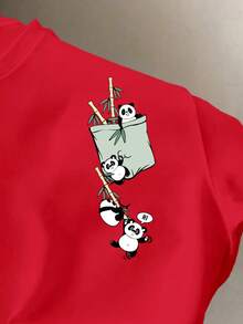 Women's Casual Printed T-Shirt, Short Sleeve And Round Neck, Local Urban Fashion Spring/Summer. Women's Blouses, Women's T-Shirts. 180g (S-XXXL) - 紅色 - 查看 2