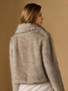 Briarwyn 女士时尚仿毛领夹克，秋冬 - 米色 - 查看 6